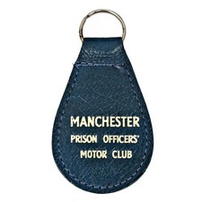 MANCHESTER PRISON OFFICERS MOTOR CLUB Leather Key Ring - Vintage Keyfob