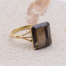 9ct Gold Chunky Smoky Quartz