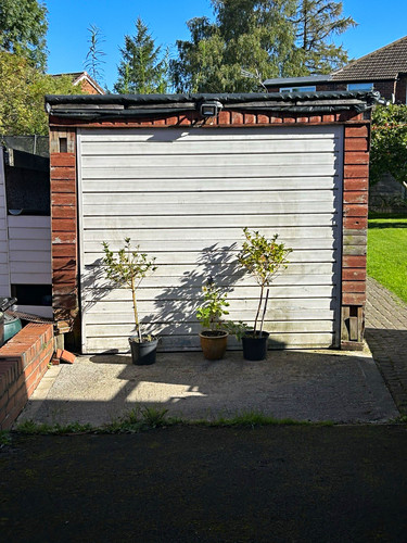 Concrete garage with single - concrete,