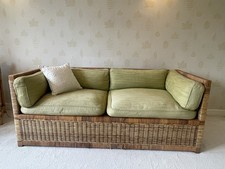 Vintage Wicker & Linen Sofa