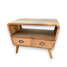Handmade Recycled Teak TV Stand | Small Media Unit with 2 Drawers