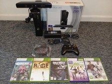 Xbox 360 Slim Black 250GB Boxed with Controller All Cables Kinect And 5 Games