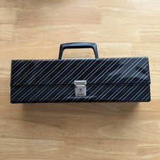 80s 90’s Cassette Tape Case Holder Storage Blue Prop Music Vintage Stripes