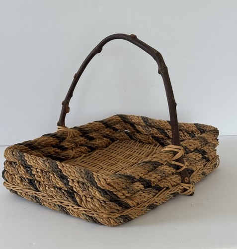 Vintage woven gathering basket - vintage,