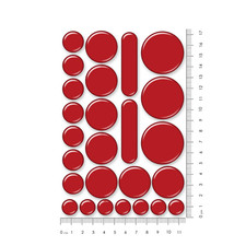 26 RED DOMED STICKERS - Sheet