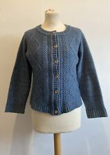 Womens Celtic Clothing Cardigan Size Small Cable Knit Lambswool & Cotton Blue