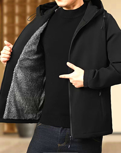 Men black hooded zip - men's,