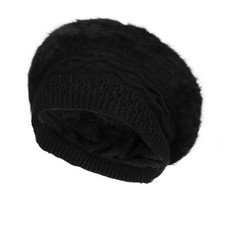 Women Real Rabbit Fur Hat Russian Cossack Cap Beanie Knit Elastic Warm