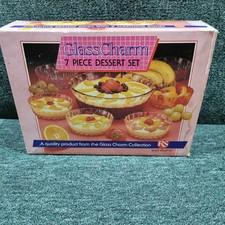 Vintage clear glass  Dessert Set 7 pieces By Glass Charm