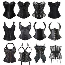 Women Black Lace Up Corset Top