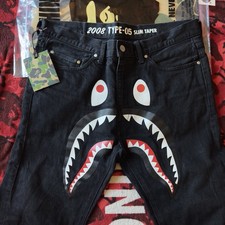 BAPE shark motif denim jeans -