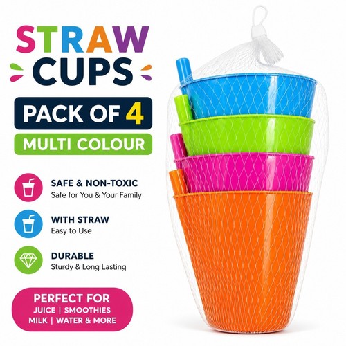 Pack plastic straw cups - of,