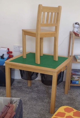 Beech lego table and chair - table,