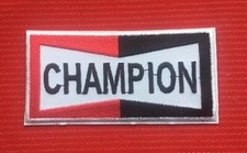 Champion spark plugs motor racing sports car rally bike badge iron sew on patch
