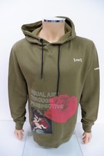 Lost Soles Mens Hoodie Sweatshirt Size L Large Khaki Green Printed