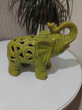 Curved Ceramic Green Elephant