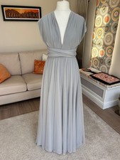 Two Birds Silver Grey Multiway Occasion Dress - Bridesmaid Prom Ball Evening
