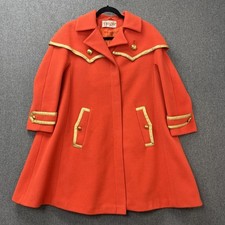 Mary Quant's Ginger group 60's wool coat size small military trapeze orange gold