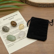 Wealth Prosperity Money Crystals Gemstones Gift Set Polished Raw Rough Stones