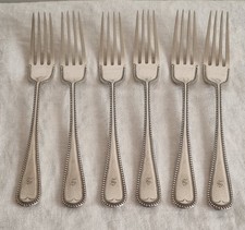 Set Of 6 Very Heavy Quality A1 EPNS Large Bead Pattern Table Forks-Walker & Hall