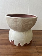 Anthropologie Clay Terra Garden Planter Pot, Colour Mango Wood H22cm RRP56