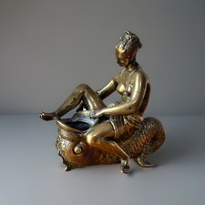 Antique Heavy Chinese Orientalist 19th Century Brass Censer Erotic Girl On Carp