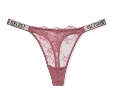 Victoria's Secret  Thong Shine Strap Knickers Purple  Size M
