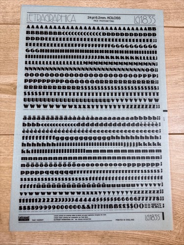 Letraset rub dry transfer - on,