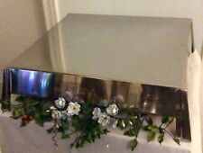 Polished, stainless steel, square wedding cake stand