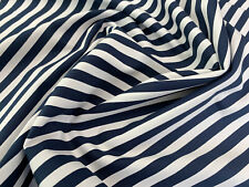 Cotton Fabric - Navy Blue & White Stripe Print Fabric Craft Material