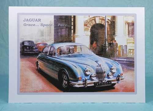 Jaguar mk2 greeting card - jaguar,