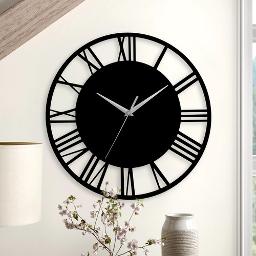 Round wooden wall clock - round,