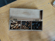 Antique/vintage Wooden Chess Set With Wooden Box -Unrestored-701WIN