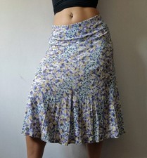 david nieper floral jersey midi skirt uk 16 blue viscose stretch summer cottage