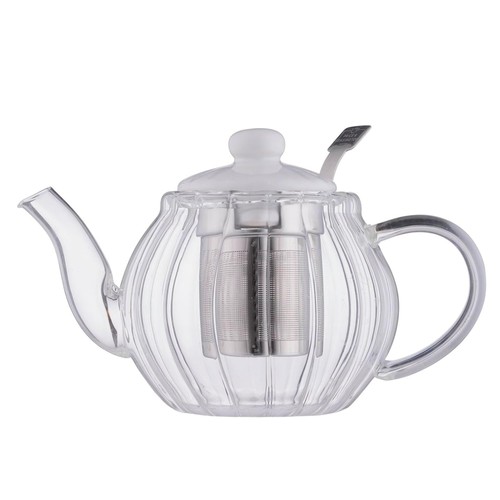 Glass teapot with white - with,