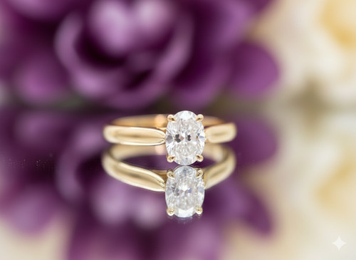 Oval diamond ring - ring, 18k