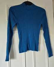 Womens Primark Blue Roll Neck Jumper Top Size XS Size 6-8