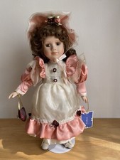 REDUCED! Porcelain Doll "Carly" Belamore Collection vintage 16 inch with stand