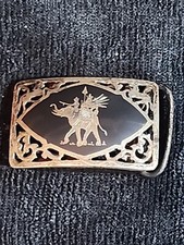 925 Sterling Silver Antique Art Deco Siam Engraved Elephant Belt Buckle