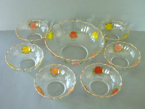 Arcoroc glass bowl set - set:, roses
