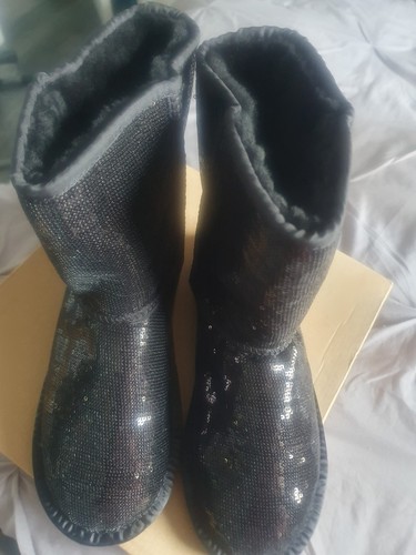 Ladies kids fur lined black - lined,