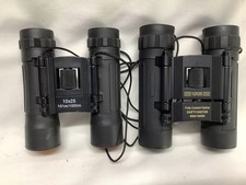 2 PAIRS COMPACT POCKET FOLDING BINOCULARS 10x25 & 12x25