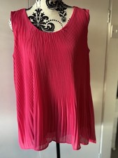 Nina Leonard Pink Dragonfruit Chiffon Pleated Tunic Long Summer Top QVC Large
