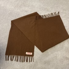 Jaeger 100% Cashmere Brown Scarf With Tasselled Ends