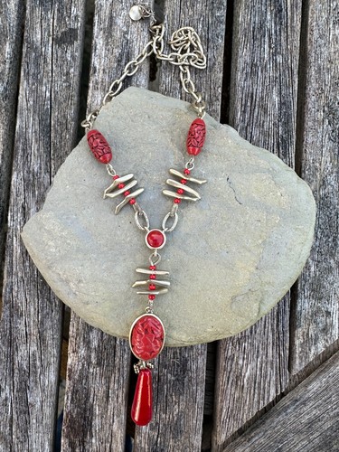 Pretty faux red coral - pretty, necklace