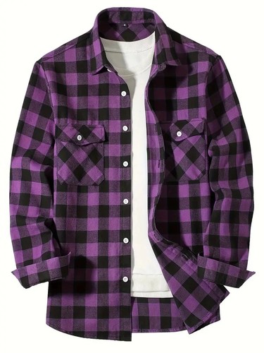 Men red plaid flannel shirt - men's,