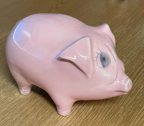 Vintage pink pig figurine - pink,