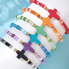 Set Of 6 Glass Seed Bracelets