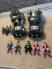 2 Shooting Batman Cars, 1 DC comics Imaginext Battle Batman Accessory, 6 Figures