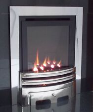 GAS FIRE CHROME SLIDE CONTROL SLIMLINE HIGH EFFICIENCY 86% INSET GLASS FRONTED